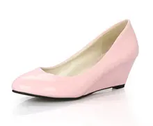 cheap 2016 new fashion tide wedges shoes women single pumps shoes patent leather high heels office lady dress red bottoms shoes