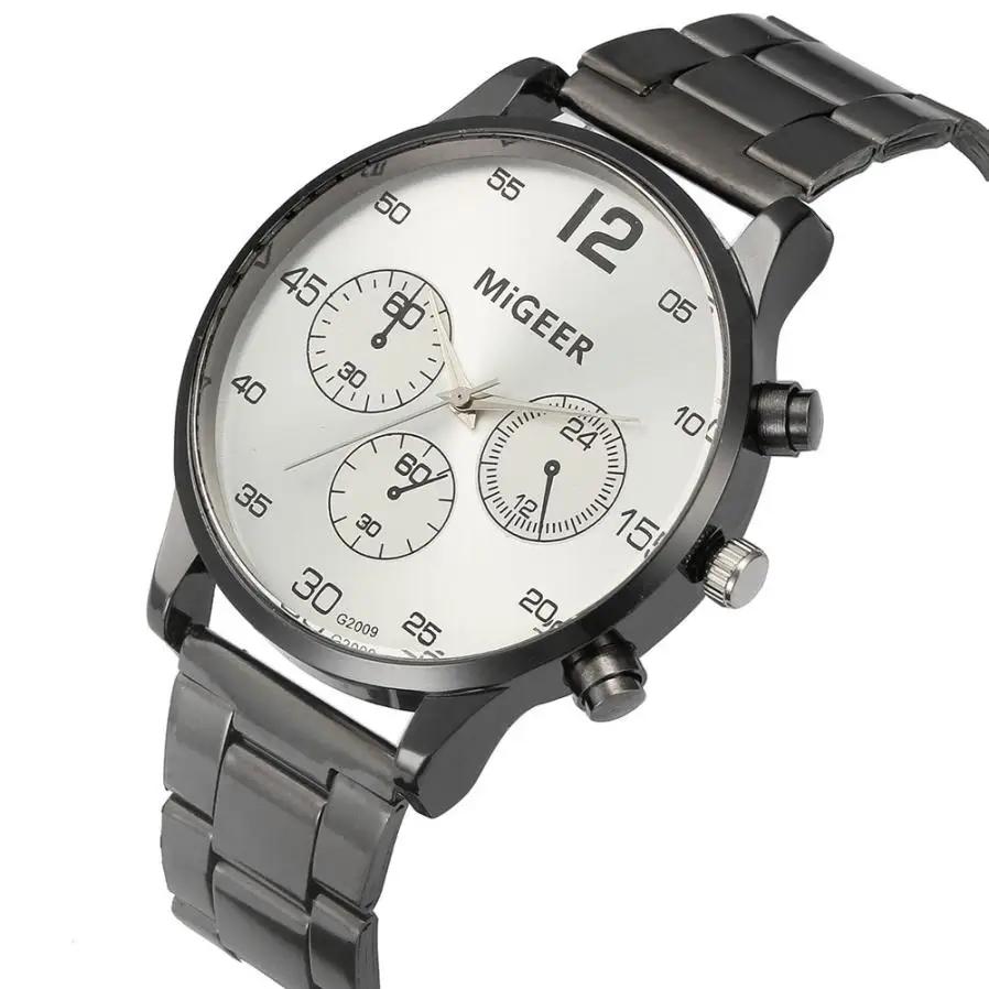 MIGEER часы для мужчин Роскошные Дизайнерские кварцевые часы из нержавеющей стали Мужские Аналоговые наручные часы браслет Relogio Masculino# Z