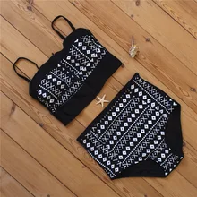 Sexy Micro Bikinis Women Bikini 2017 Swimsuit High Waist Bathing Suit Push Up Swimming Suit Beach Swimwear Set Print Black