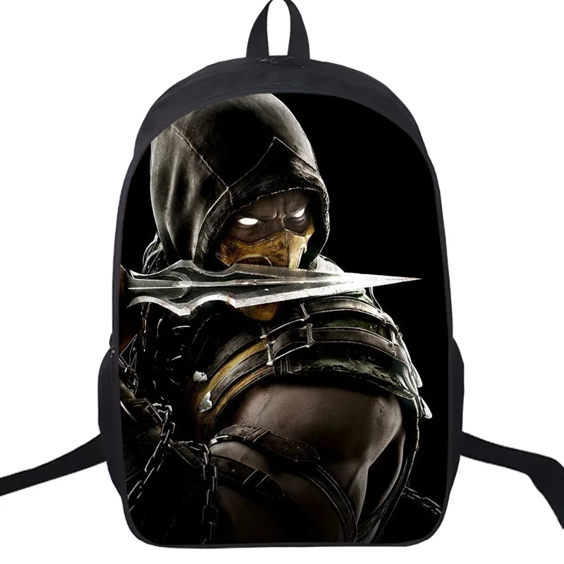 Скорпион в Mortal Kombat X Mask школьные сумки 16 дюймов для студентов мальчиков девочек Школьный рюкзак детский дорожный рюкзак подарок - Цвет: 15