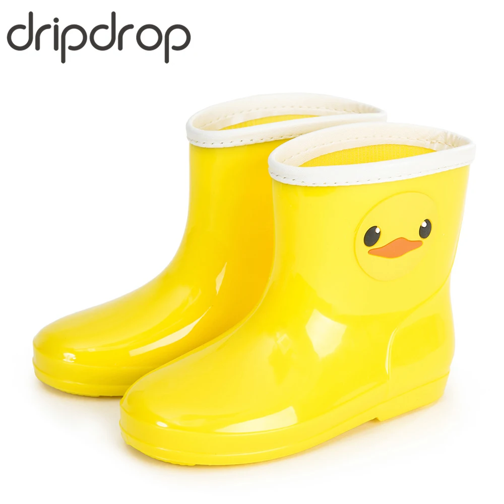 DRIPDROP Детские резиновые сапоги для Девочек и Мальчиков Непромокаемые ПВХ ботинки