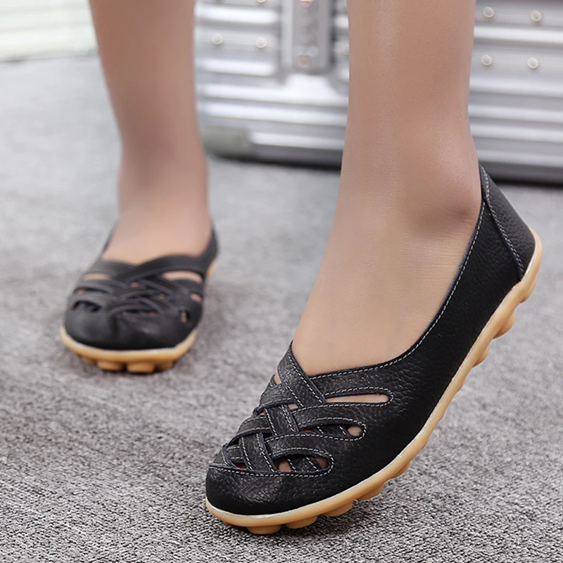 

Spring Casual Women Flats Shoes Fashion Genuine Leather Breathable Woman Shoes Comfortable Loafers Moccasins Ladies Shoes STT181