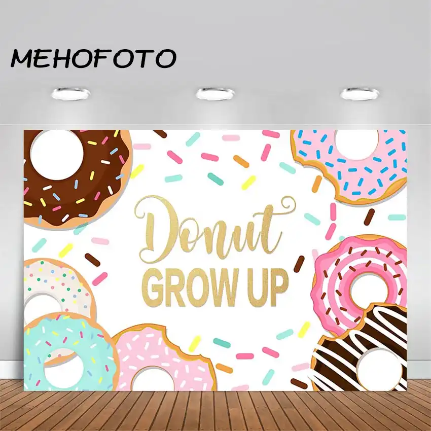 Mehofoto Donut Birthday Photography Backdrop Donut Grow Up