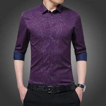 

ARCSINX Long Sleeve Shirt Men Print Plus Size 5XL Male Shirt Spring Autumn Mens Shirts Casual Slim Fit Camisa Social Masculina