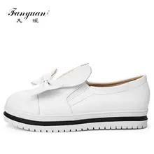 Fanyuan/ г. женщин Лоферы без шнуровки Обувь бантом удобная повседневная обувь модные женские Туфли без каблуков обувь высокого качества размер 34-43