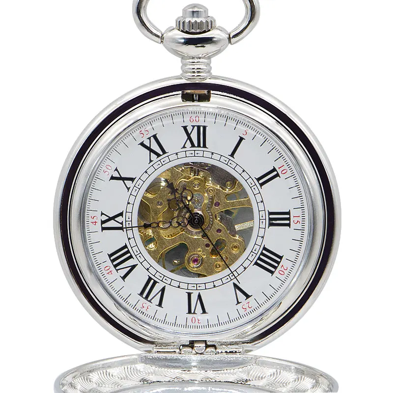 Античный скелет ручной Ветер Механические карманные часы ручной заводные часы унисекс лучшие подарки с цепочкой PJX1368