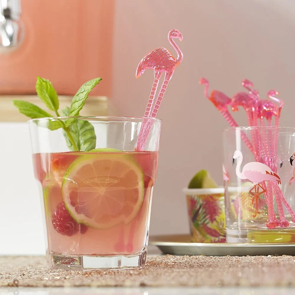 

5pcs Cartoon Flamingo Acrylic Stir Sticks for Kichen DIY Holiday Milk Coffee Sticks Party Decoration
