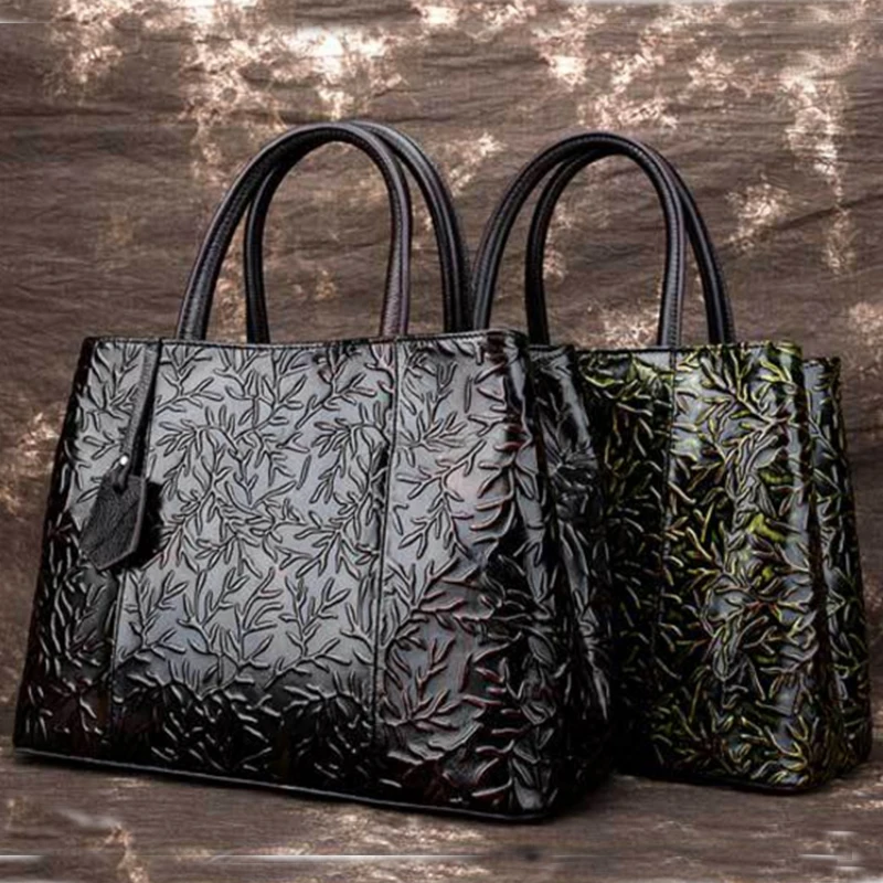 Женская сумка тоут из натуральной кожи с рельефным тиснением|brand messenger bag|messenger