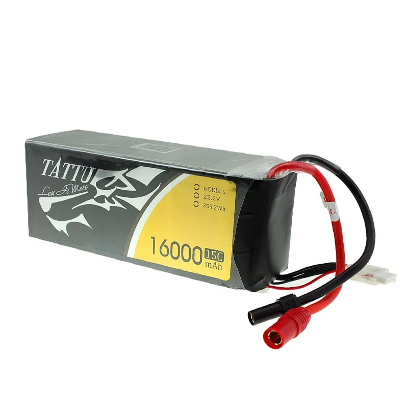 Литий полимерный аккумулятор Tattu 16000 мАч 6S 15C с разъемом AS150 + XT150 для мультиротора