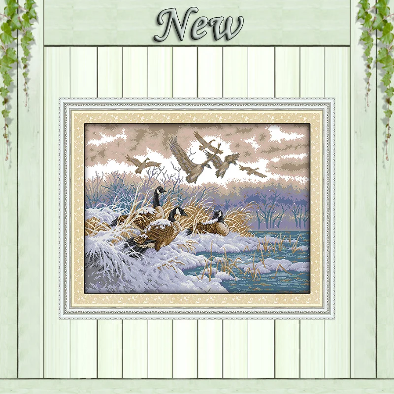 

flying birds in snow scenery animal painting Counted Print on canvas DMC 11CT 14CT Cross Stitch kits Needlework Set embroider