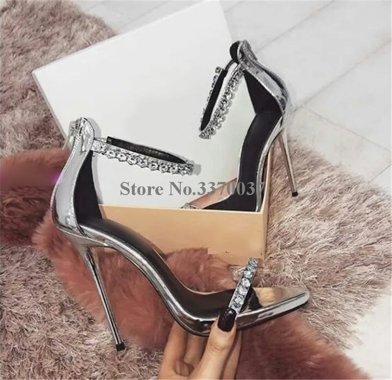 silver one strap sandals