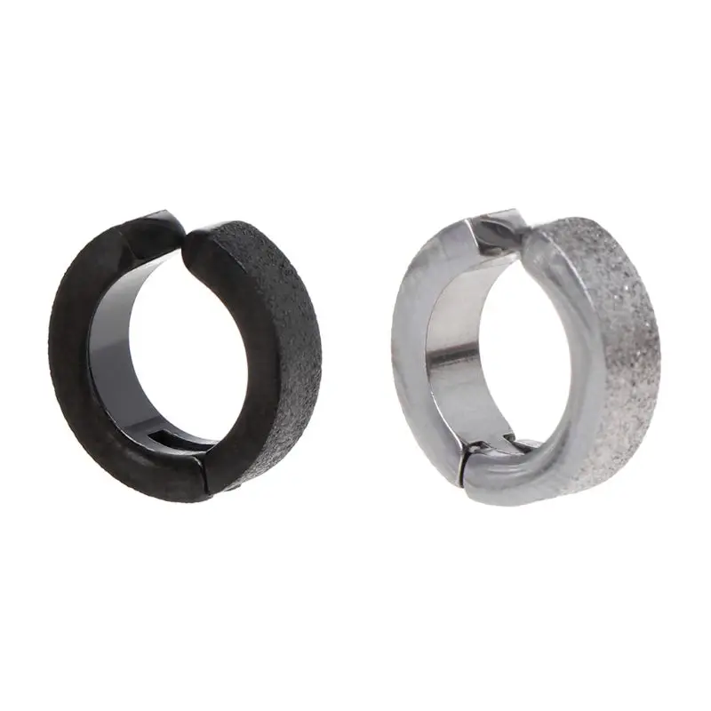 

1pc Punk Earrings Simple Ring Matte Titanium Steel Fashion Men No Piercing Ears Buckle Thick Clip Personality Jewelry W15
