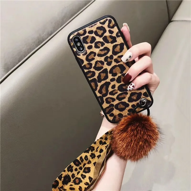 Мода лошадь мех животных ry leopard чехол для iphone XR XS MAX X лиса помпоном 8 плюс 7 6s 6 10| |