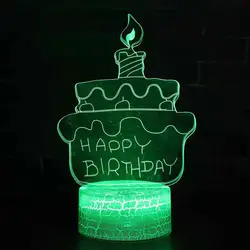День рождения торт тема 3D светодиодный лампа светодиодный ночник 7 цветов изменить сенсорный Настроение лампы Рождественский подарок