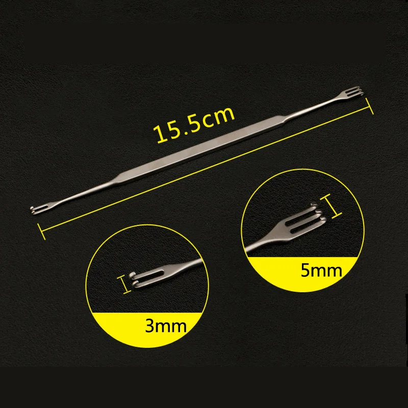 Stainless steel beauty plastic equipment fine eye bag hook eyelid pull hook type double claw double eyelid surgery tool - Цвет: N