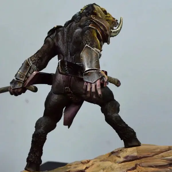 1/24 весы 75 мм Orc Warrior неокрашенный набор моделей из смолы фигура бесплатная