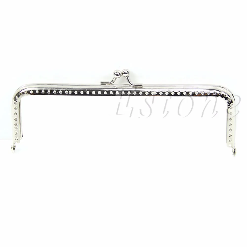

THINKTHENDO New Fashion Hot Silver Handle Sewing Purse Handbag Coins Bags Metal Kiss Clasp Frame 15cm