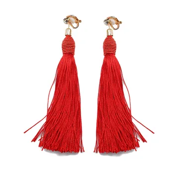 

JIOFREE 6 color new brand Vintage Long Tassel Clip on Earrings No Pierced boho Ethnic Earrings For Women Jewelry wholesale