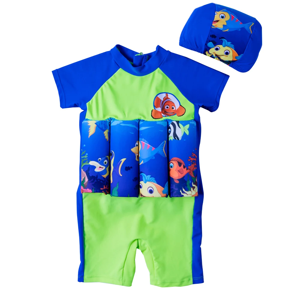 Яркий цельный купальный костюм с рисунком Человека-паука, детская одежда для плавания, плавучий плавающий купальный костюм, безопасный защитный костюм с рукавами для плавания - Цвет: 2905 Clown fish