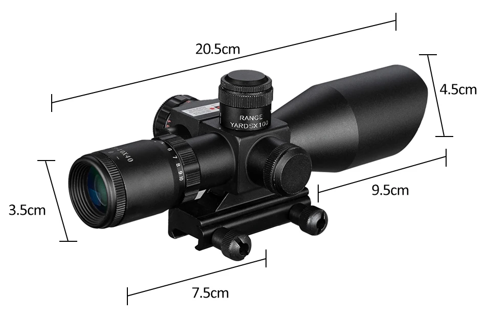2,5-10X40 оптический прицел с подсветкой тактический прицел с красным лазером охотничий прицел