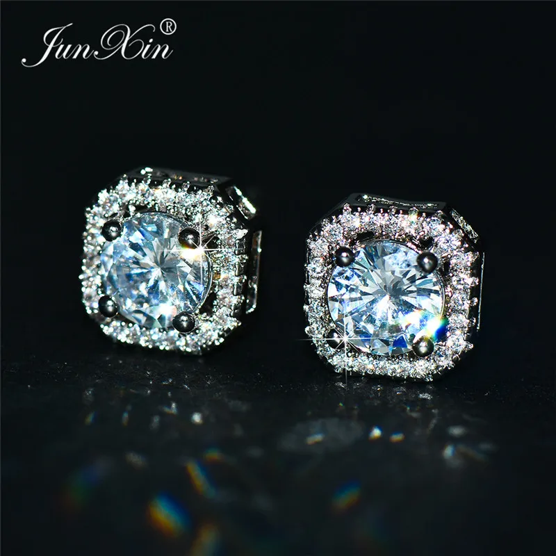 

Luxury Female Crystal White aaa Zircon Stud Earrings Fashion 925 Sterling Silver Jewelry 2018 New Wedding Earrings For Women