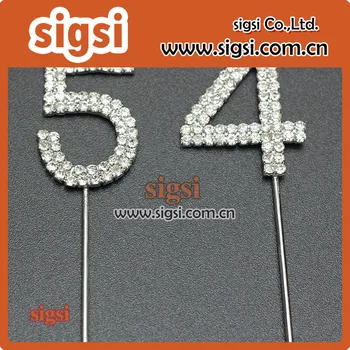 

Small size number crystal rhinestone cake topper garments