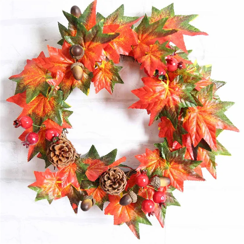 Рождественское украшение для дома, сосна, фрукт, клен, венок из листьев, дверь, украшение на стену, гирлянда, украшение, guirnalda navidad# LR3