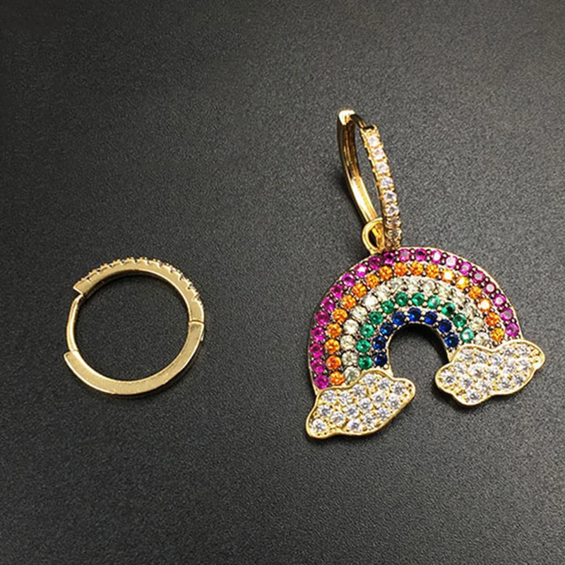 

New Asymmetric Earrings Drop Earrings AAA Zircon Rainbow Earrings For Women Party Vacation Jewelry Best Gifts For Girl