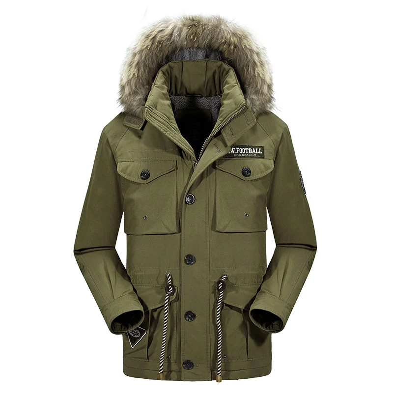 

New AFS JEEP men jacket winter high quality military outerwear wind breaker fur collar windproof winter coat men parkas hombre