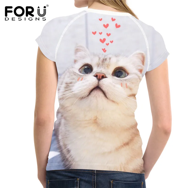 Милая дышащая женская рубашка FORUDESIGNS с принтом кота Ragdoll летняя одежда для