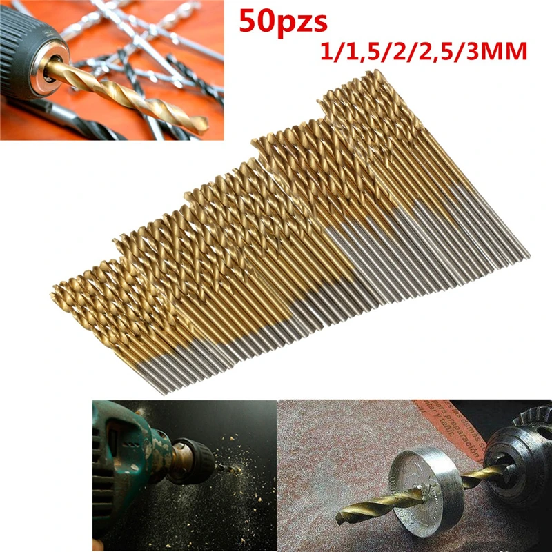 50Pcs Twist Drill Bit Set Saw Set HSS High Steel Titanium Coated Drill Wood Tool 50Pcs Twist Drill Bit Set Saw Set HSS High Steel Titanium Coated Drill Wood Tool