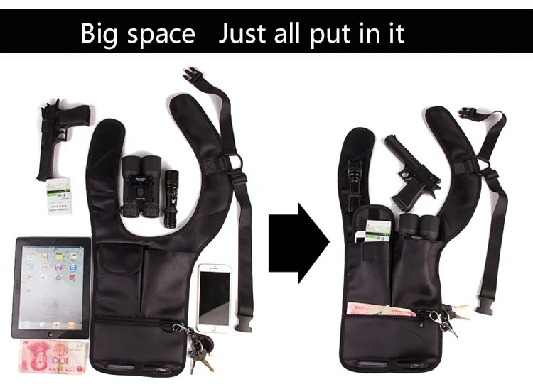 Tactical Invisible armpit bag agents tactical backpack anti-theft hidden personal wallet black molle pouch left right available (10)