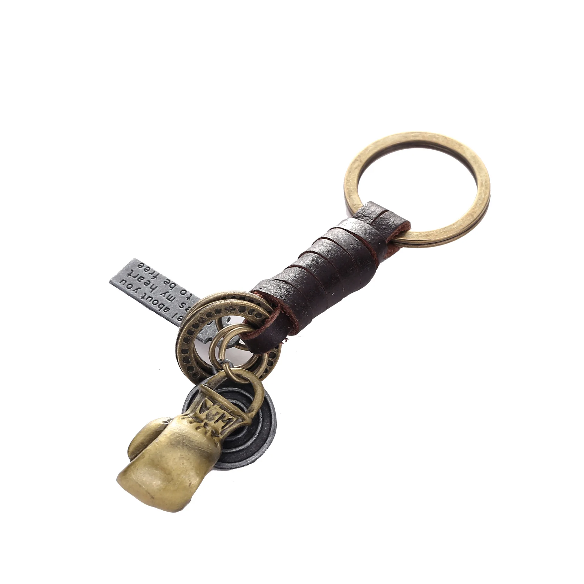 10PCS/Lot retro boxing gloves woven PUNK leather key backpack pendant wholesale