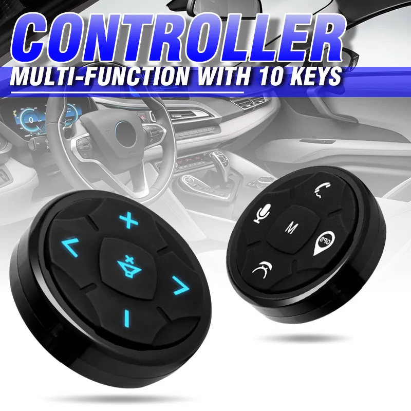 

Universal Car Steering Wheel Controller 10Key Music Wireless DVD GPS Navigation Steering Wheel Radio Remote Control Button Black