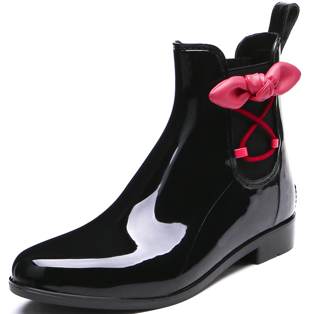 

TONGPU Women's Ankle High Glossy Surface Simple Design Waterproof Outdoor Rain Boots 209-564