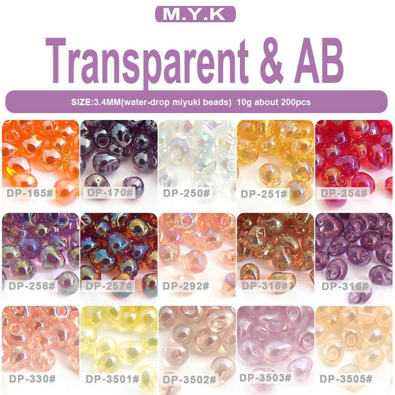 Taidian Miyuki Fringe SeedBeads Transparent AB Color 3grams/lot Water Drop Shape Hole About 0.8mm DIY Nail Art Necklace Decor | Красота и