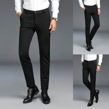 

Fashion Business Casual Man Pants Slim Elegant Men's New Fashion Solid Casuall Slim Zippered Business Pants Long Trousers 28-38