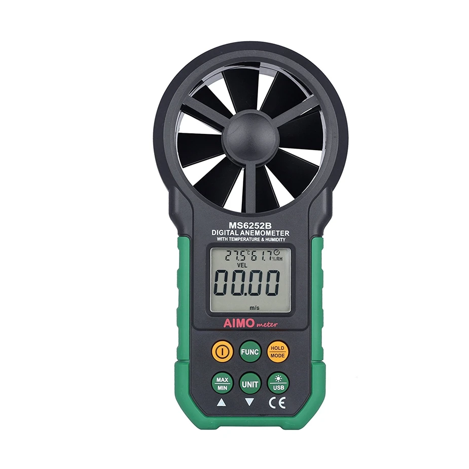 

aimometer MS6252B Digital Anemometer T &Rh Sensor Air Wind Speed Velocity Meter USB Interface