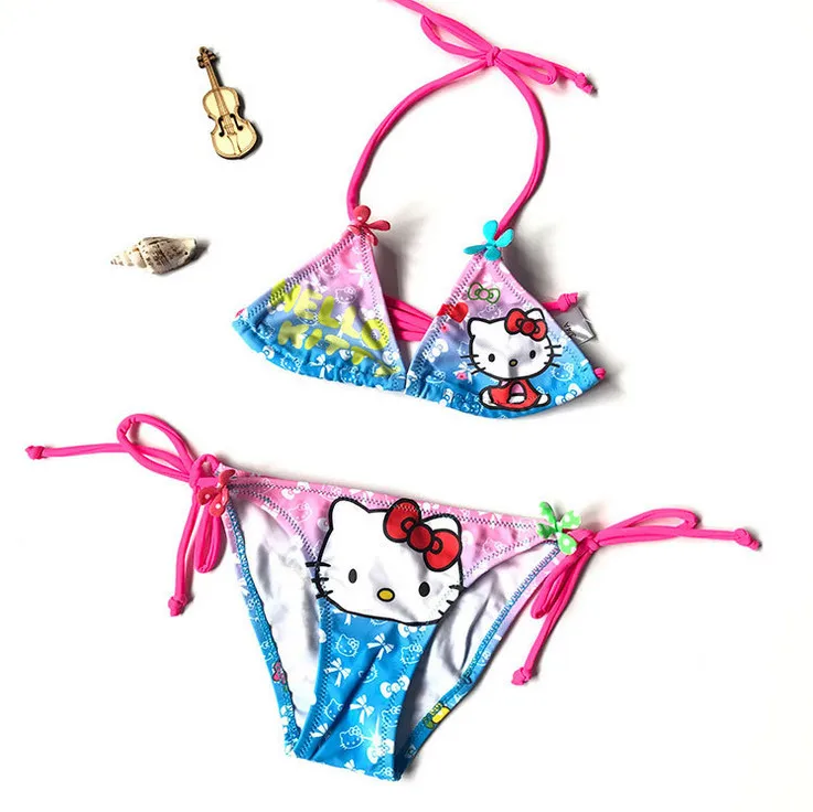 Милый детский купальник hello kitty Новинка 2014 года летний раздельный из двух