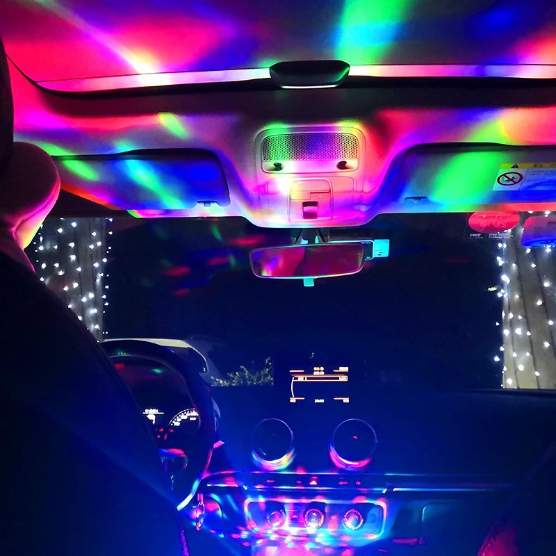 CNSUNNYLIGHT LED Car USB Atmosphere Light DJ RGB Mini Colorful Music Sound Lamp USB-C Phone Surface for Festival Party Karaoke