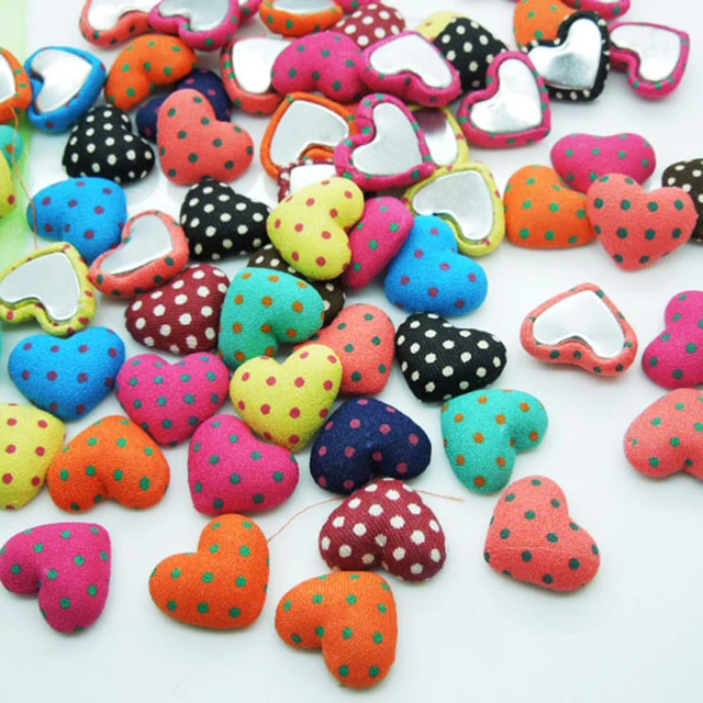 Flat Back Fabric Covered Buttons  Diy Covered Buttons Flat Back - Colorful  Heart - Aliexpress