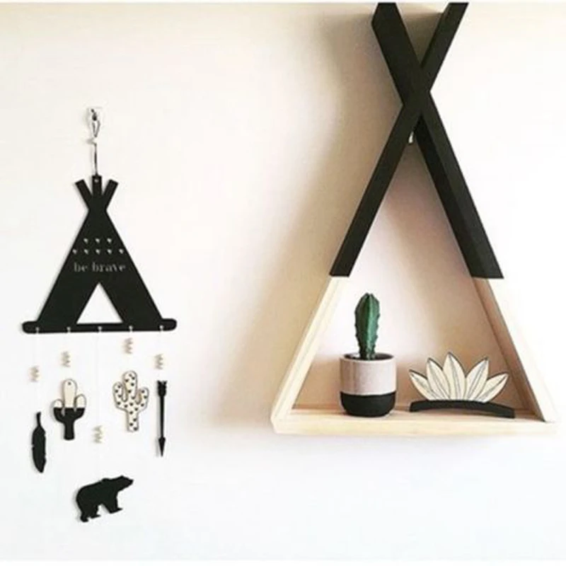 Nordic Style Kids Baby Wooden Trigon  Storage Book Shelf Home Room 0*20*6.5cm