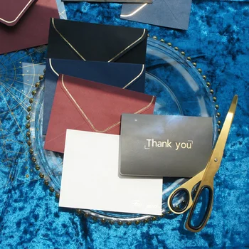 

25pcs Blue Nebula Gold Thank You Card Envelope As Greeting Card Wedding Birthday Party Invitation DIY Decor Gift Card