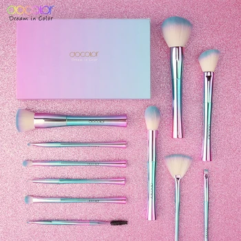 Docolor 11 pcs Makeup Brushes Fantasy Kabuki Powder Blending Brush Foundation Eyeshadow Brushes Cosmetics Soft Synthetic Hair 10 pcs kabuki makeup brush set cosmetics foundation blending synthetic fiber blusher professional soft make up brushes kits tool
