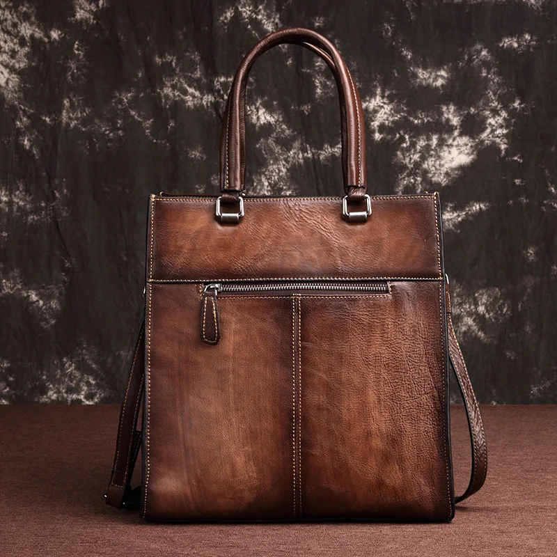 AETOO Leather women's bag, head cowhide shopping bag, retro college wind bucket bag, single shoulder oblique cross handbag