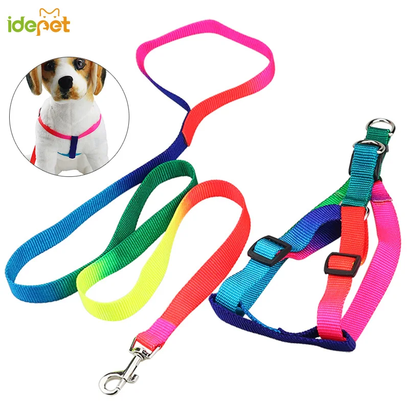 

Pet Dog Collar Lead Set Small Dog Accessories Nylon Dog Leash Harness Pet Collar for Doggy Leash Colorful Hand Strap Supply 30