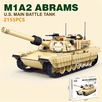 

gudi 6102 2155pcs military m1a2 battle tank ww2 soldiers abrams army war building blocks Bricks Toy