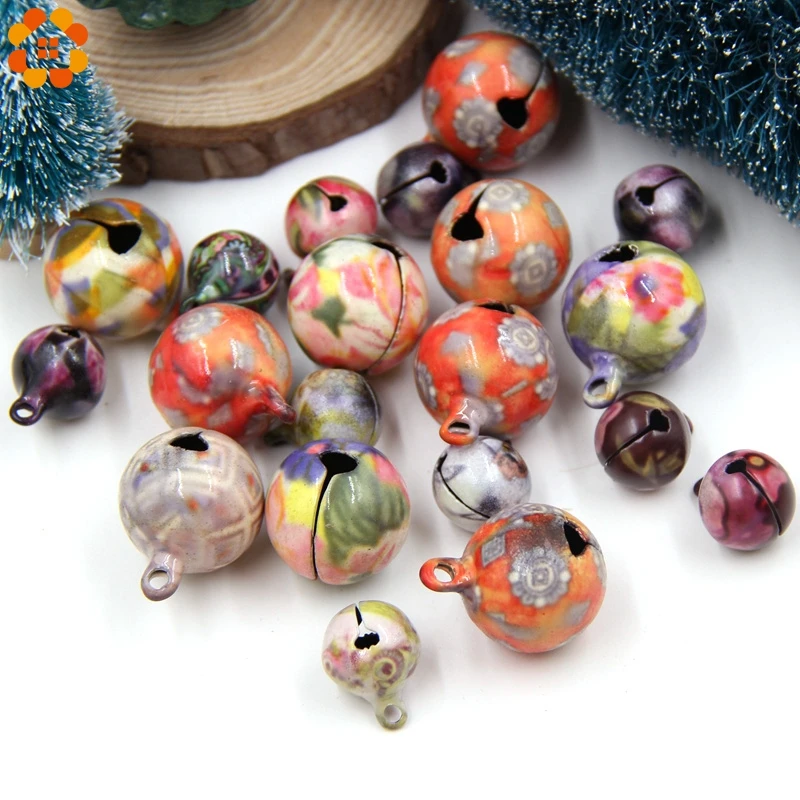 

10PCS Multi Flower Jingle Bells Loose Beads For Christmas Tree/Dog Pendants Decor DIY Crafts Accessories Festival Party Supplies