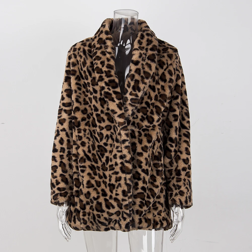 Leopard Coats 2019 New Women Faux Fur Coat Luxury Winter Warm Plush Jacket Fashion artificial fur Women