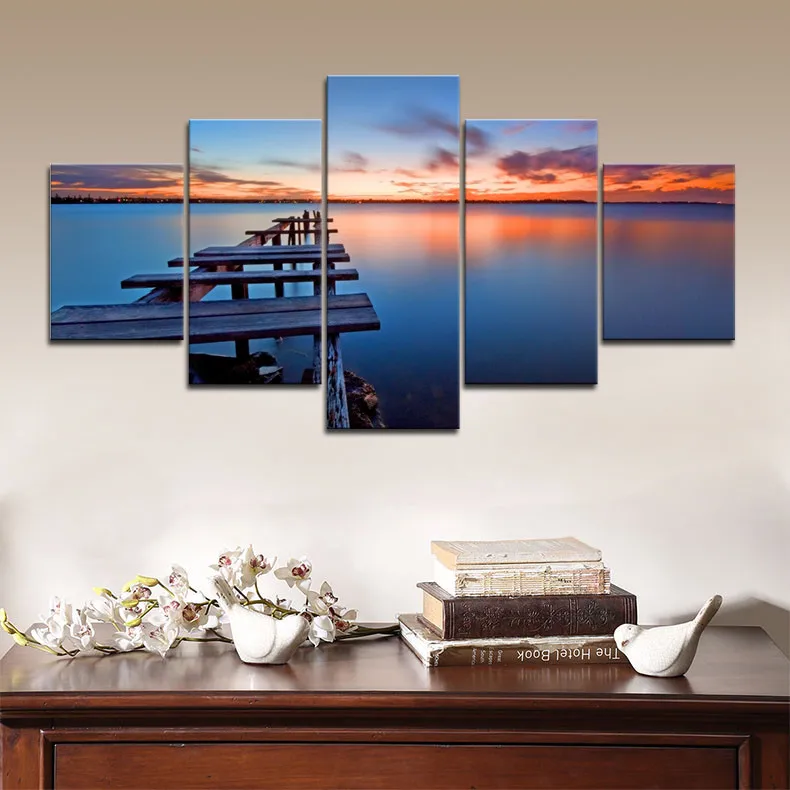 Старый Док Холст Настенная Живопись Искусство Игры 5 Шт. Печать Home Decor Picture Panels